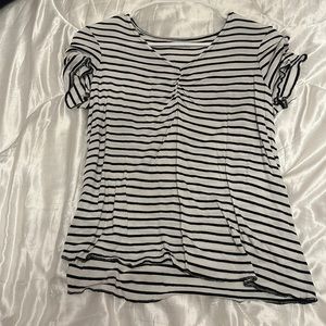 black and white striped tee